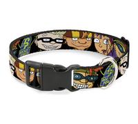 Plastic Clip Collar ROCKET POWER RP Logo/4-Character Faces CLOSE-UP Black/Green/