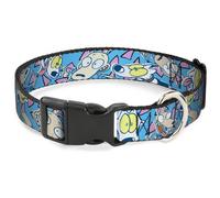 Plastic Clip Collar Rocko & Spunky Scattered Expressions/Triangles Blue/Lavender