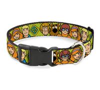 Plastic Clip Collar Scooby Doo Character Faces Close-Up Green WIDE-Small 13-17"
