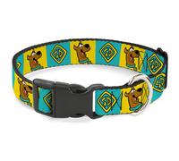 Plastic Clip Collar Scooby Doo Pose and Dog Tag Blocks Yellow/Blue Small 9.5-13"