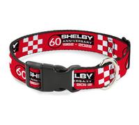 Plastic Clip Collar SHELBY 60th ANNIVERSARY Checker Red/Black/White WIDE-Medium