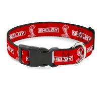 Plastic Clip Collar SHELBY Box Logo and Super Snake Cobra Red/White WIDE-Small 1