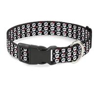 Plastic Clip Collar Skull w/Bow Black/White/Red Small 9.5-13"