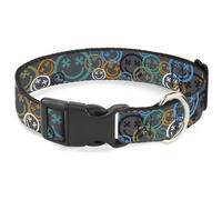 Plastic Clip Collar Smiley Face Crossbones Stacked Gray/Multi Color Medium 11-16
