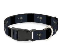 Plastic Clip Collar South Carolina Flag Distressed/Black NARROW-Small 7-8.5"