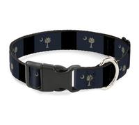 Plastic Clip Collar South Carolina Flag Distressed/Black WIDE-Large 20-31"