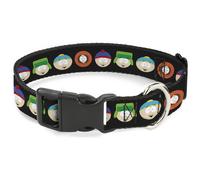 Plastic Clip Collar South Park Boys Face Repeat Black NARROW-Medium 8.5-12"