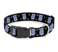 Plastic Clip Collar South Park Towlie and Scattered Pot Leaves Black NARROW-Medi