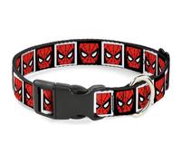 Plastic Clip Collar Spider-Man Face Black/White Blocks NARROW-Medium 8.5-12"