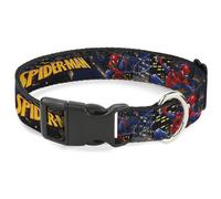 Plastic Clip Collar SPIDER-MAN Title Logo and Action Skyline Poses NARROW-Medium