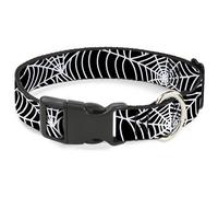 Plastic Clip Collar Spider Webs Black/White WIDE-Small 13-17"