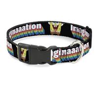 Plastic Clip Collar SpongeBob Arms Up Rainbow Pose/IMAGINAAATION Black/Multi Col