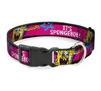 Plastic Clip Collar SpongeBob Pose IT'S SPONGEBOB Stripe Black/Pink/Blue/White