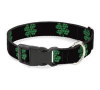 Plastic Clip Collar St. Pat's Black/Clovers NARROW-Large 9.5-14.5"