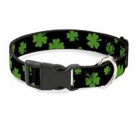 Plastic Clip Collar St. Pat's Clovers Scattered2 Black/Green Medium 11-16.5"