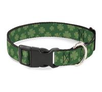 Plastic Clip Collar St. Pat's Clovers Scattered3 Greens NARROW-Medium 8.5-12"