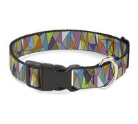 Plastic Clip Collar Stained Glass Mosaic Multi Color WIDE-Medium 16-23"