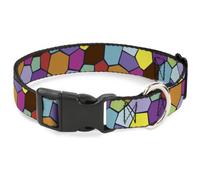 Plastic Clip Collar Stained Glass Mosaic2 Multi Color/Navy Large 15-24"