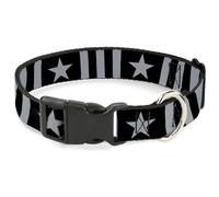 Plastic Clip Collar Star and Three Stripes Black/Gray Large 15-24"
