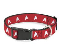 Plastic Clip Collar Star Trek Starfleet Insignia Red/White WIDE-Medium 16-23"