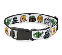 Plastic Clip Collar Star Wars 6-Character Faces White NARROW-Small 7-8.5"