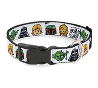 Plastic Clip Collar Star Wars 6-Character Faces White WIDE-Small 13-17"