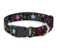 Plastic Clip Collar Stargazer Black/Multi Color NARROW-Large 9.5-14.5"