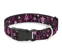 Plastic Clip Collar Stargazer Black/Pink WIDE-Small 13-17"