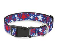 Plastic Clip Collar Stargazer Blue/White/Red NARROW-Small 7-8.5"