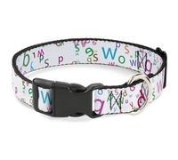 Plastic Clip Collar Stargazer White/Multi Color WIDE-Medium 16-23"