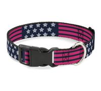 Plastic Clip Collar Stars & Stripes2 Blue/White/Pink NARROW-Small 7-8.5"
