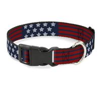Plastic Clip Collar Stars & Stripes2 Blue/White/Red NARROW-Small 7-8.5"