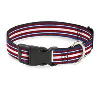 Plastic Clip Collar Striped Blue/Red/White NARROW-Small 7-8.5"
