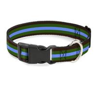 Plastic Clip Collar Stripes Brown/Green/Baby Blue NARROW-Small 7-8.5"