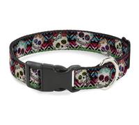 Plastic Clip Collar Sugar Skulls Zarape Multi Color NARROW-Small 7-8.5"