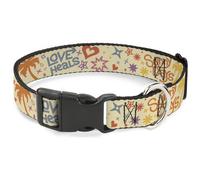 Plastic Clip Collar Summer Harmony Collage Beige/Multi Color Small 9.5-13"