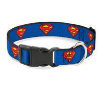 Plastic Clip Collar Superman Shield Blue WIDE-Medium 16-23"