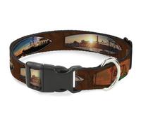 Plastic Clip Collar Surfboard Cali Scenes/US Flag Brown NARROW-Large 9.5-14.5"