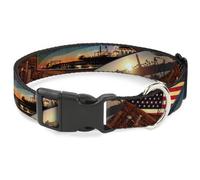 Plastic Clip Collar Surfboard Cali Scenes/US Flag Stacked Brown Large 15-24"