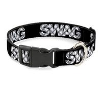 Plastic Clip Collar SWAG Black/Plaid X White/Gray WIDE-Medium 16-23"