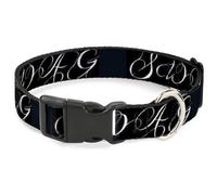 Plastic Clip Collar SWAG Script Black/White NARROW-Medium 8.5-12"