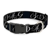 Plastic Clip Collar SWAG Script Black/White NARROW-Small 7-8.5"
