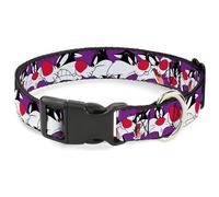 Plastic Clip Collar Sylvester the Cat Expressions Purple NARROW-Large 9.5-14.5"