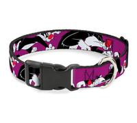 Plastic Clip Collar Sylvester the Cat Poses Purple Small 9.5-13"