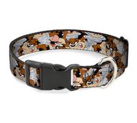 Plastic Clip Collar Tasmanian Devil Vortex Poses Stacked Black NARROW-Small 7-8.