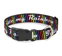 Plastic Clip Collar TASTE MY RAINBOW Black/Multi Color WIDE-Small 13-17"