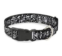 Plastic Clip Collar Tattoo Johnny-Fairies Black/White WIDE-Medium 16-23"