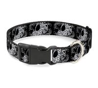 Plastic Clip Collar Tattoo Skull Floral Black/White Large 15-24"