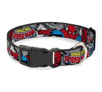 Plastic Clip Collar THE AMAZING SPIDER-MAN Stacked Comic Books/Action Poses NARR