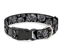 Plastic Clip Collar The Dust of Living II Sugar Skulls Black/White NARROW-Medium